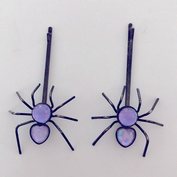 Spider 2 Light Purple Crystals Hair Pins on Metal Excellent Condition - Picture 1 of 5